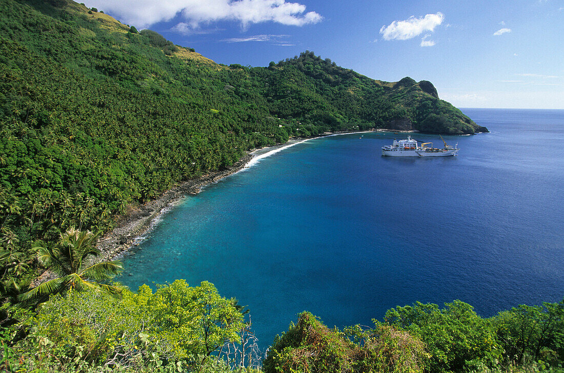 Sunrise at island of Ua Pou with its unique rock spires, French Polynesia