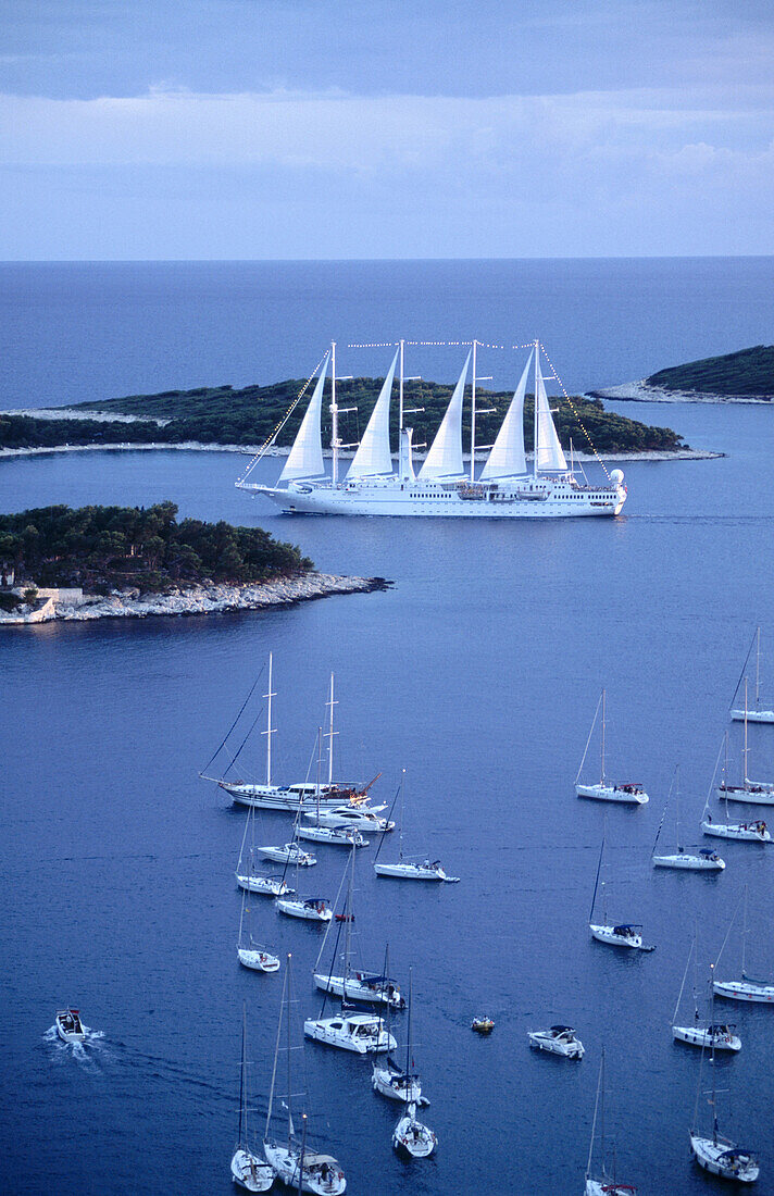 Boats on Adriatic Sea. Hvar. Croatia.