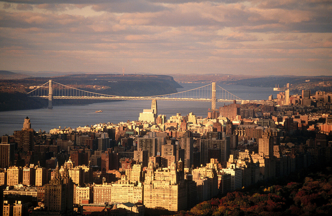 West side of Manhattan and George Washington Bridge, New York City. USA