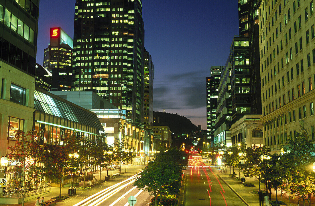 McGill Avenue at night, Montreal. Canada