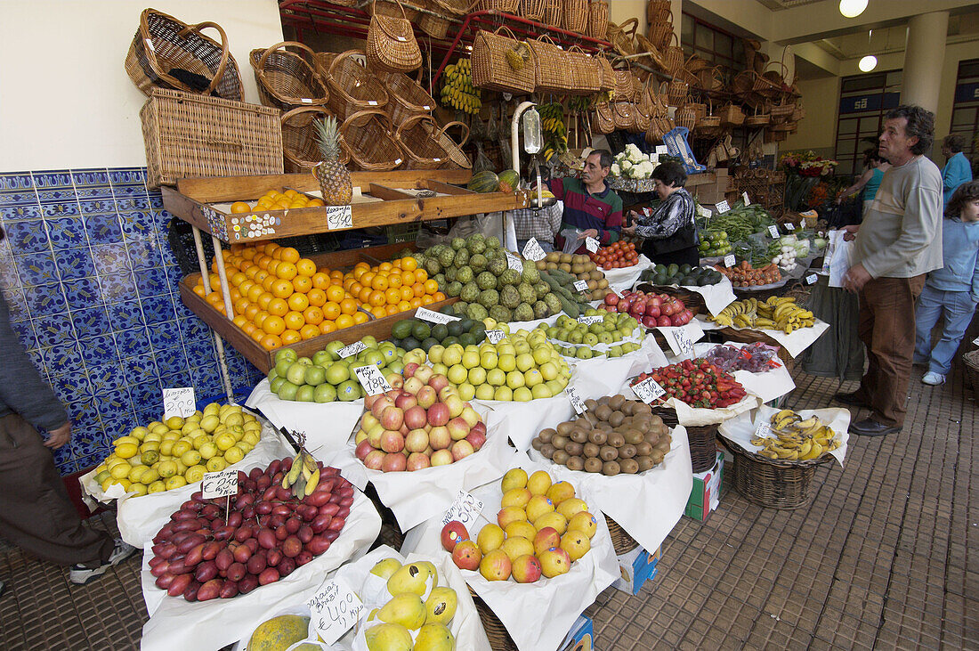 Tropical Fruit booth at the Mercado dos Lavradores, Funchal, Madeira, Portugal
