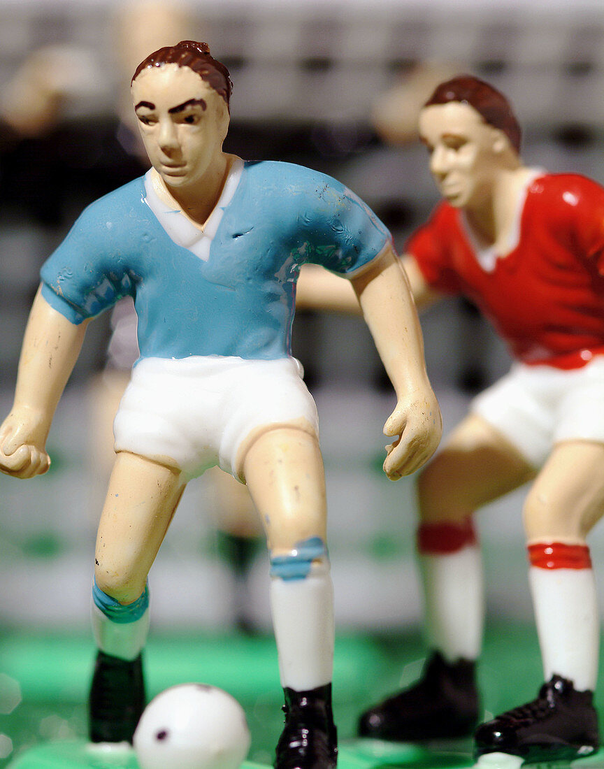 Soccer figurines: offense, defense and goalie