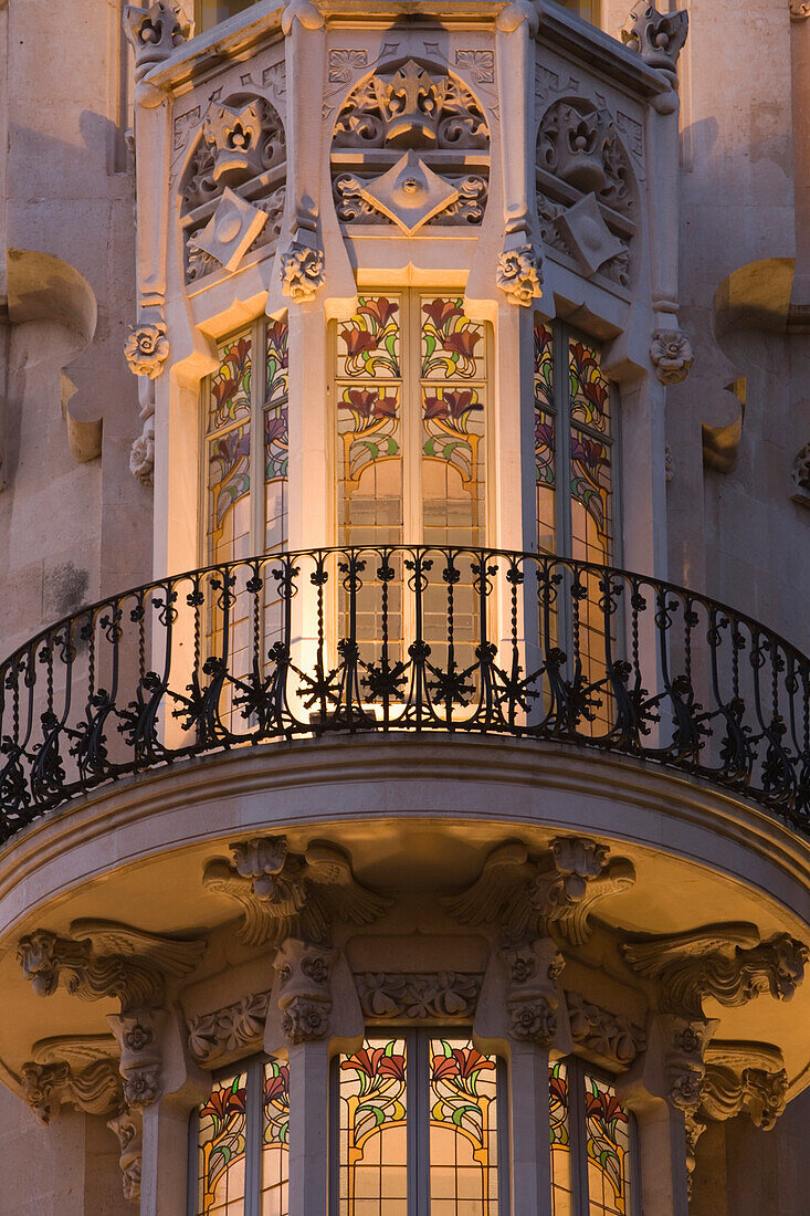 Jugendstil Architektur am Grand Hotel in der Altstadt, Palma, Mallorca, Balearen, Spanien, Europa