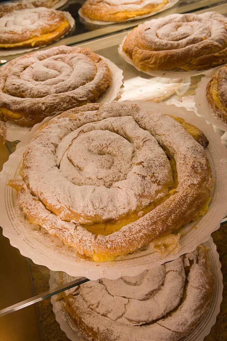 Ensaimada Traditional Pastry, La Mallorquina Pastisseria Confiteria Bakery, Palma, Mallorca, Balearic Islands, Spain