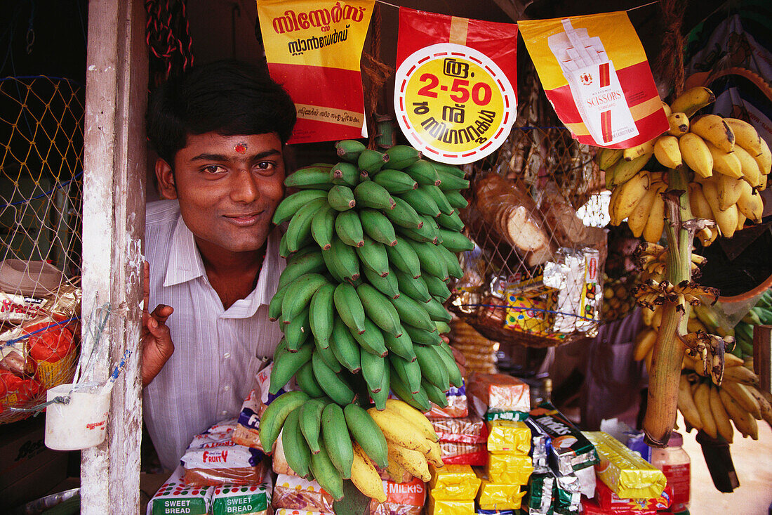 Shopkeeper, Kerala backwaters. India