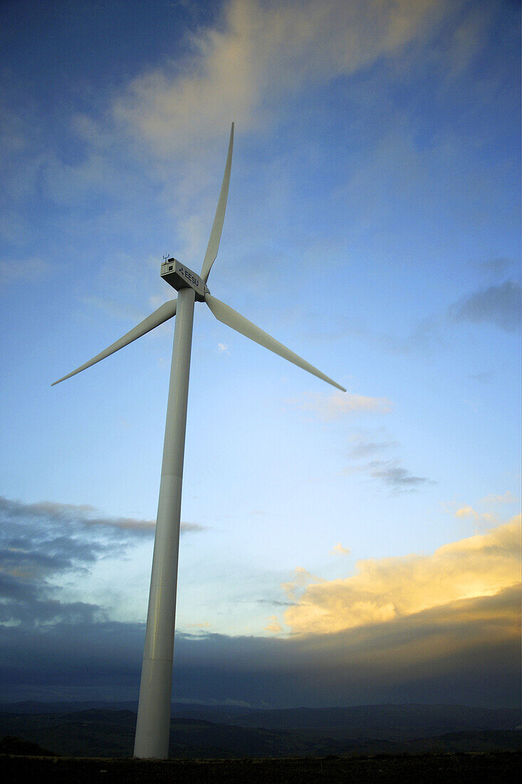 Alternative energies, Alternative energy, Big, Cloud, Clouds, Color, Colour, Concept, Concepts, Daytime, Environment, Exterior, Height, Large, Low angle view, One, Outdoor, Outdoors, Outside, Renewable energy, Skies, Sky, Tall, View from below, Wind, Wind