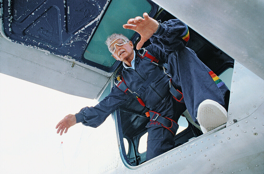 senior skydiver