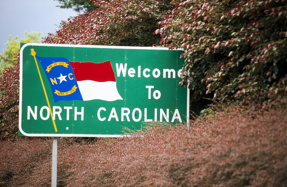 North Carolina welcome sign, USA