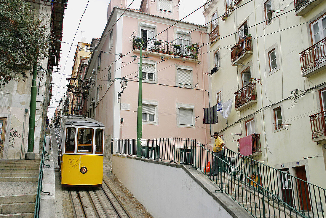 Bica cable car, Chiado, Lisbon. Portugal