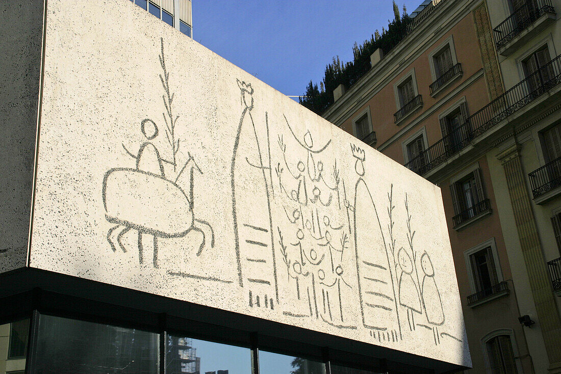 Picasso designs, realized by Carl Nesjar. Col·legi Oficial dArquitectes de Catalunya. Barcelona. Catalonia. Spain