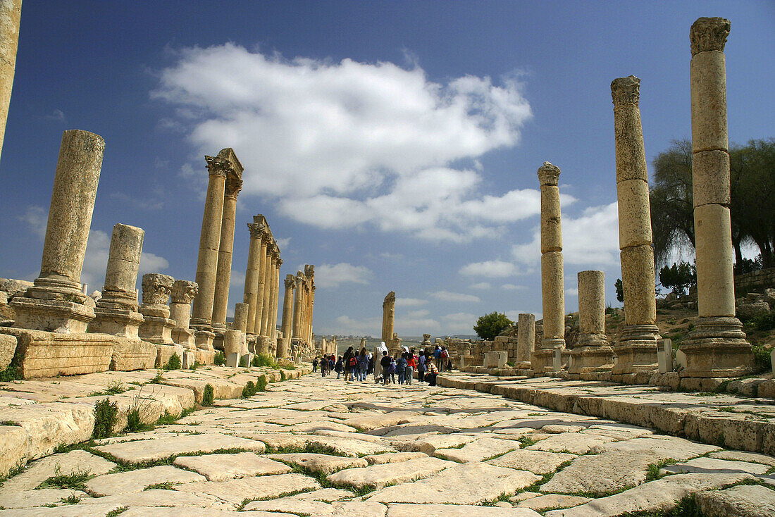 Columns lane, archaeological site of Jerash. Jordan