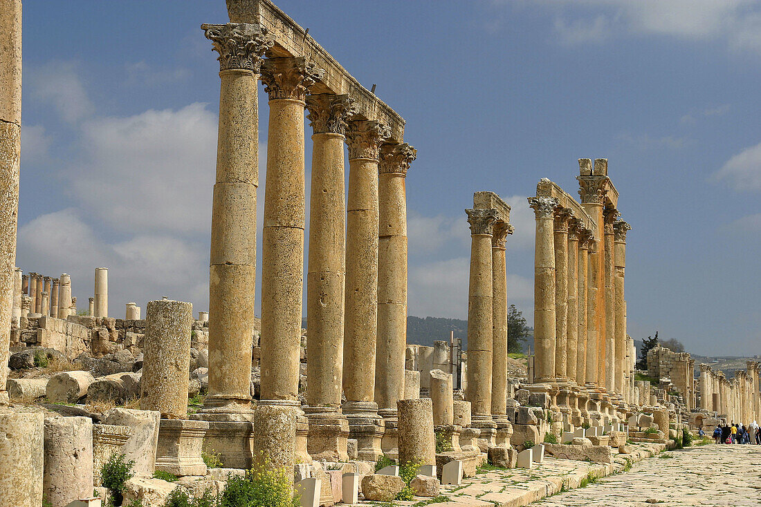 Columns lane, archaeological site of Jerash. Jordan