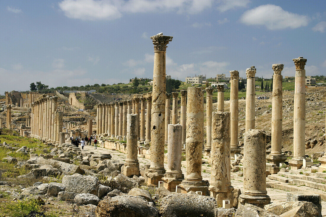 Columns lane, archaeological site of Jerash. Jordan