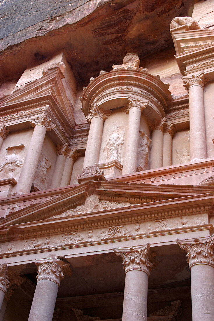 Façade of the Khasneh (Treasury) at Petra. Jordan