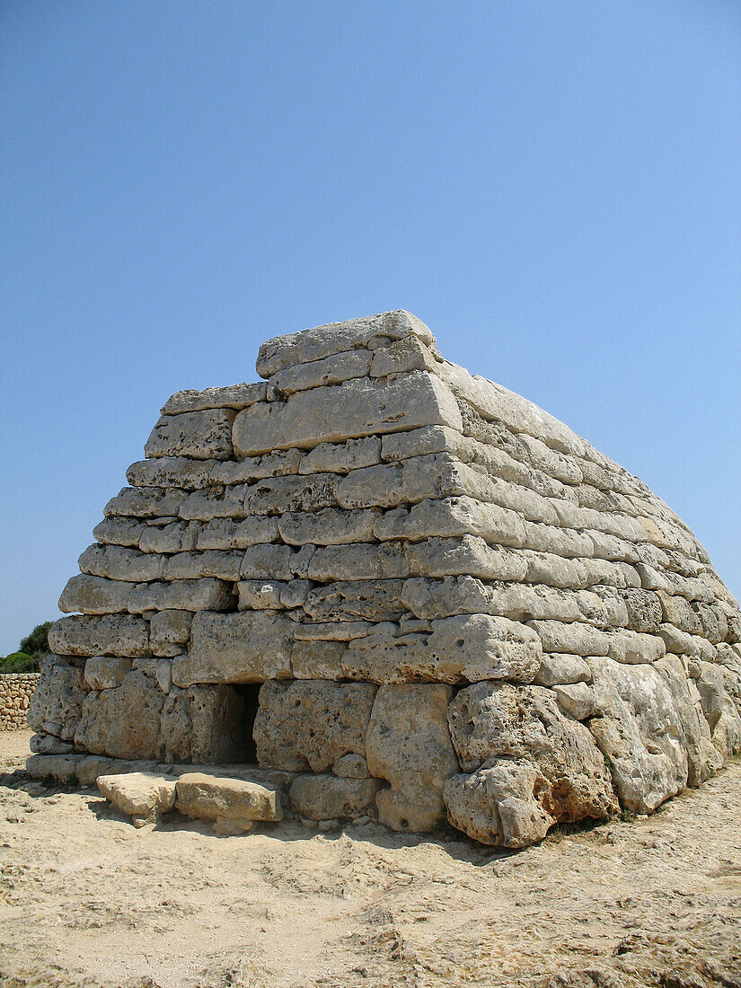 Naveta des Tudons, prehistoric monument from the Talayotic culture. Minorca, Balearic Islands, Spain