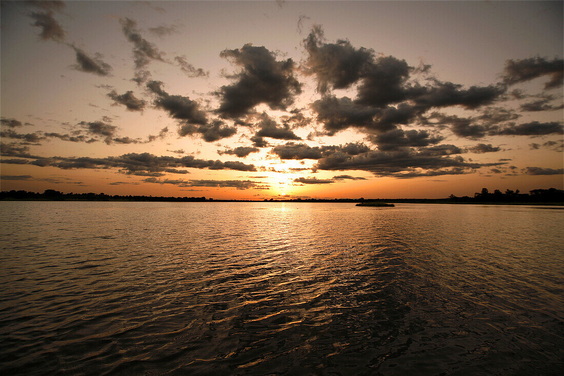 Sunset over Lake of Tengrela. Banfora area, Burkina Faso