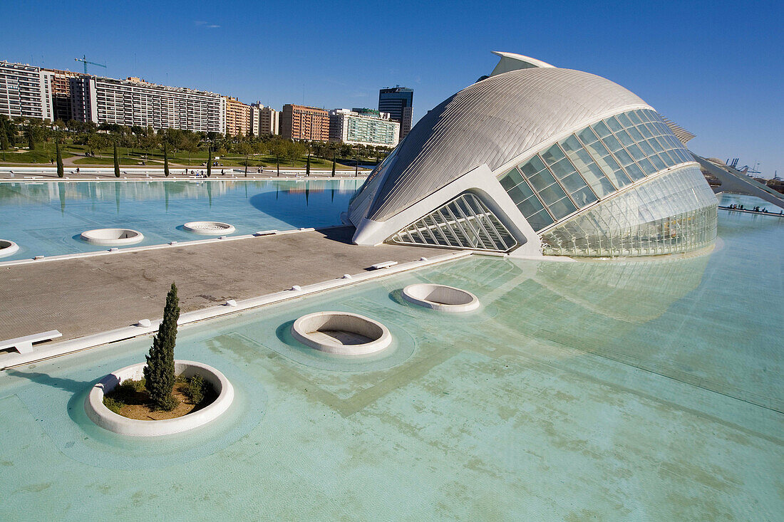 Hemisferic (planetarium and cinema), City of Arts and Sciences by S. Calatrava. Valencia. Comunidad Valenciana, Spain