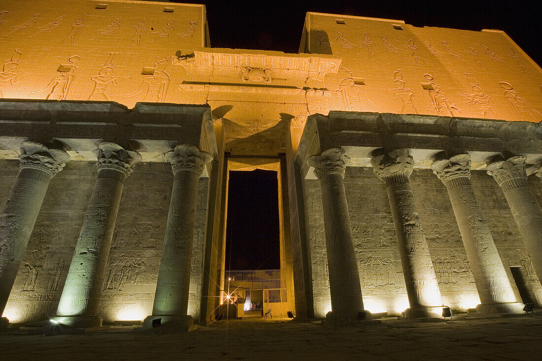 Temple of Horus at night. Edfu. Egypt.