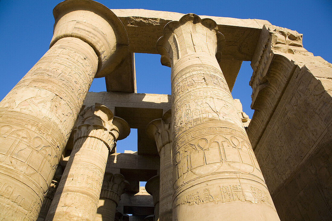 Columns in Kom Ombo Temple. Egypt.