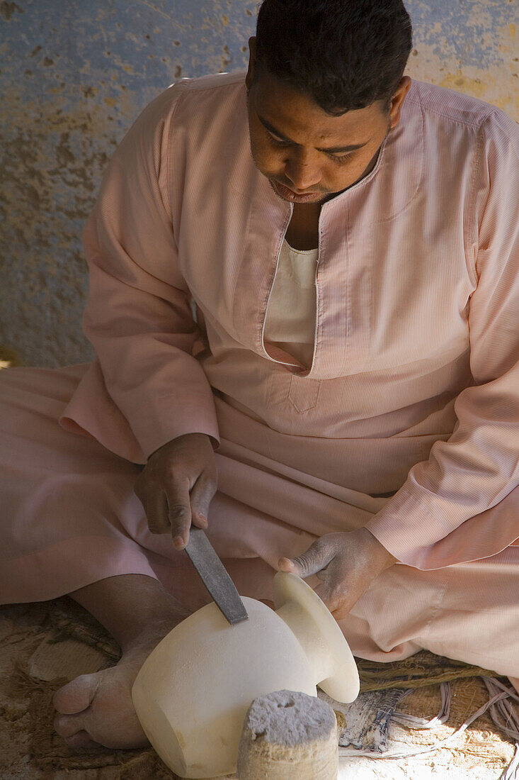 Artisan working alabaster. Luxor. Egypt