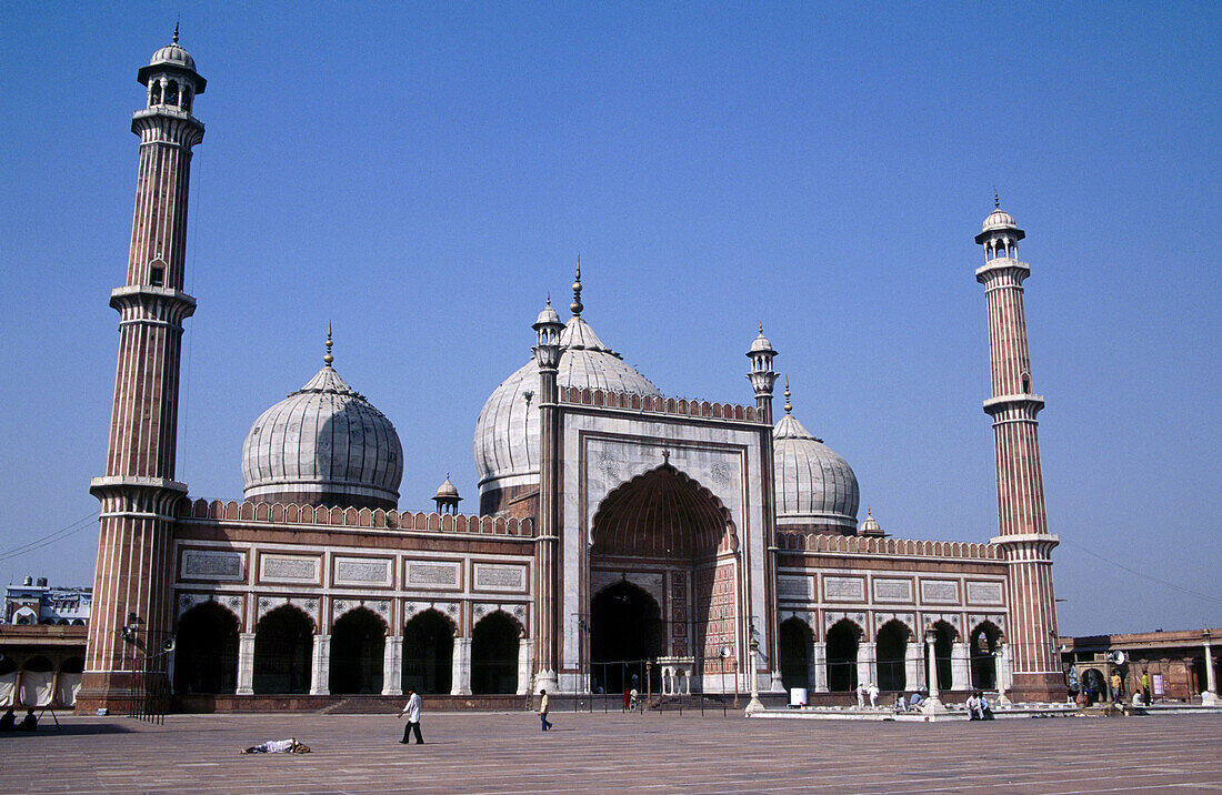 Jama Masjid Mosque, largest Mosque in India. Old Delhi. Uttar Pradesh. India.