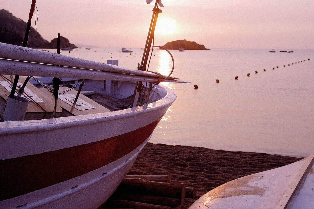 Boats in the beach. Tossa de Mar. Costa Brava. Girona province. Catalonia. Spain