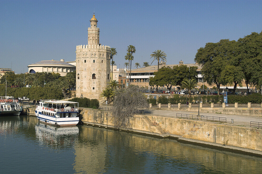 Torre del Oro and Guadalquivir river. Sevilla. Andalucia. Spain.