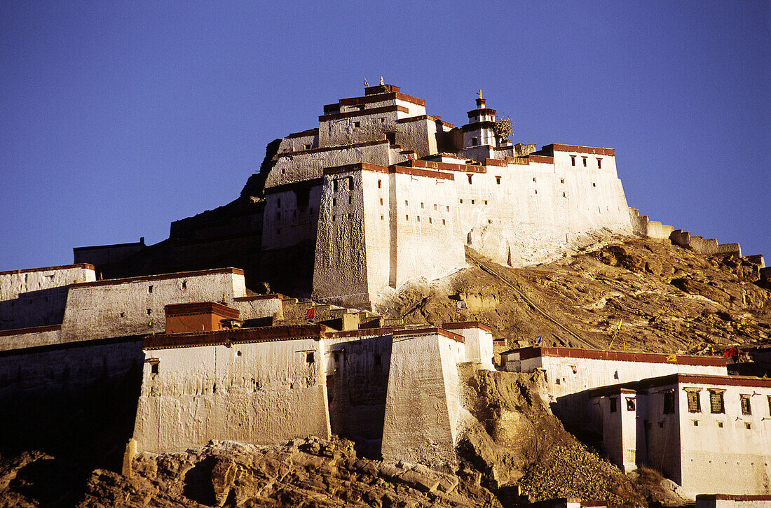 14 century Gyantse fort; now a Anti-British Imperialist Museum inside. Gyantse. Tibet. China