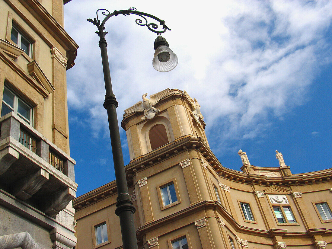 Street lamp at Piazza Giulio Cesare. Palermo. Sicily, Italy