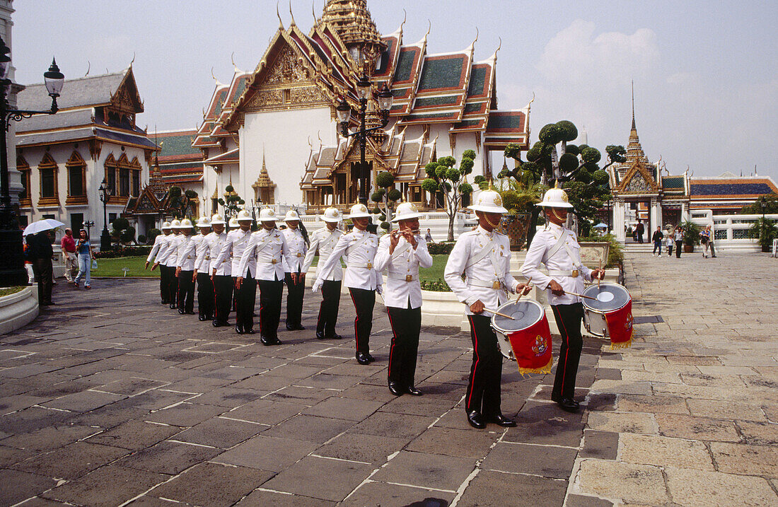 Marching band plays at the Grand Palace. Bangkok. Thailand