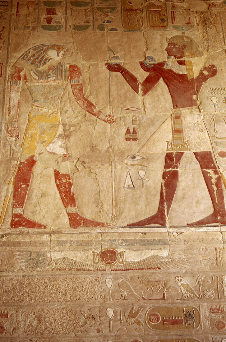 Hator painting detail. Deir el-Bahri. Egypt.