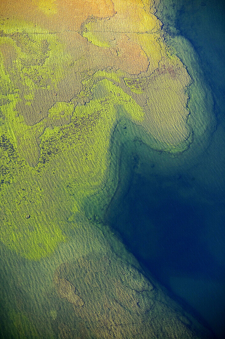 On the sea bottom, colours, aerial view. Gotland. Sweden.