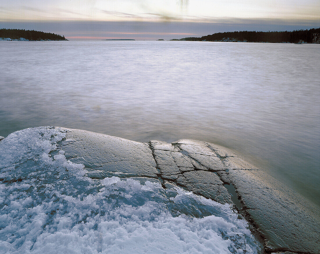 Lake in winter. Vättern. Närke. Sweden.