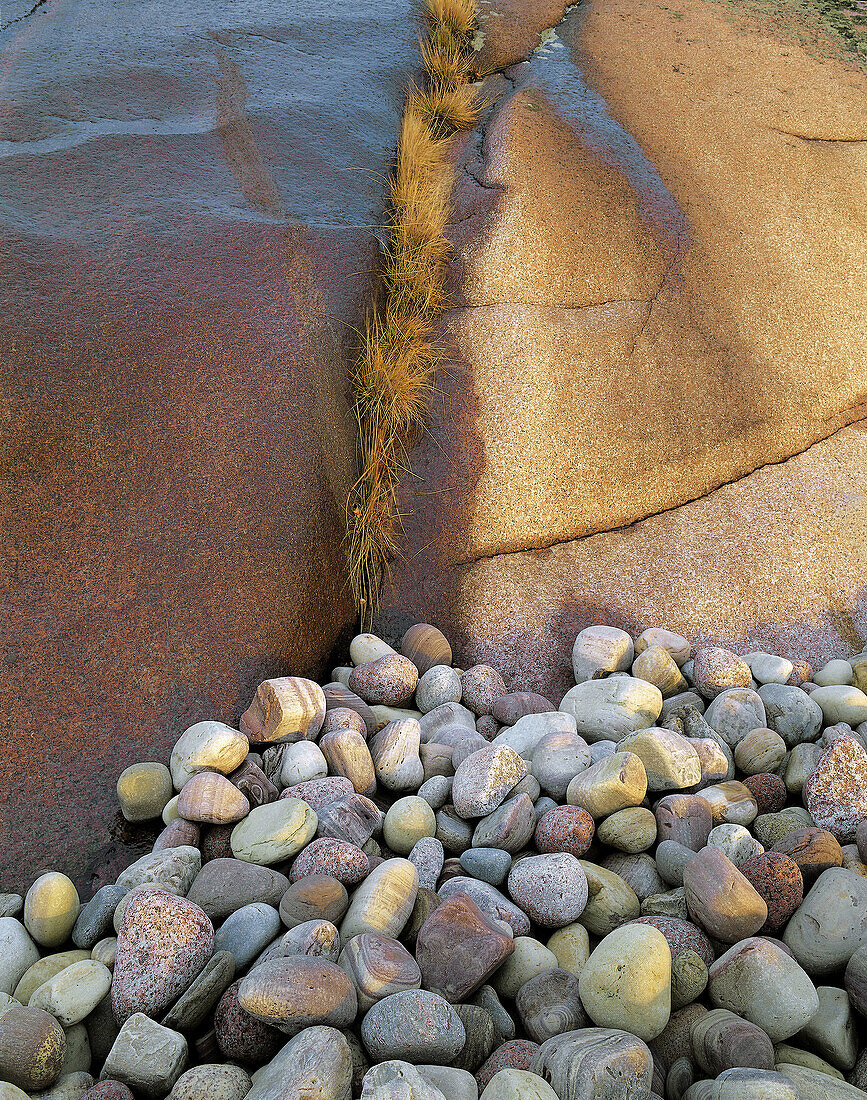 Backgrounds, stones, water. Blåjungfrun national park. Småland. Sweden