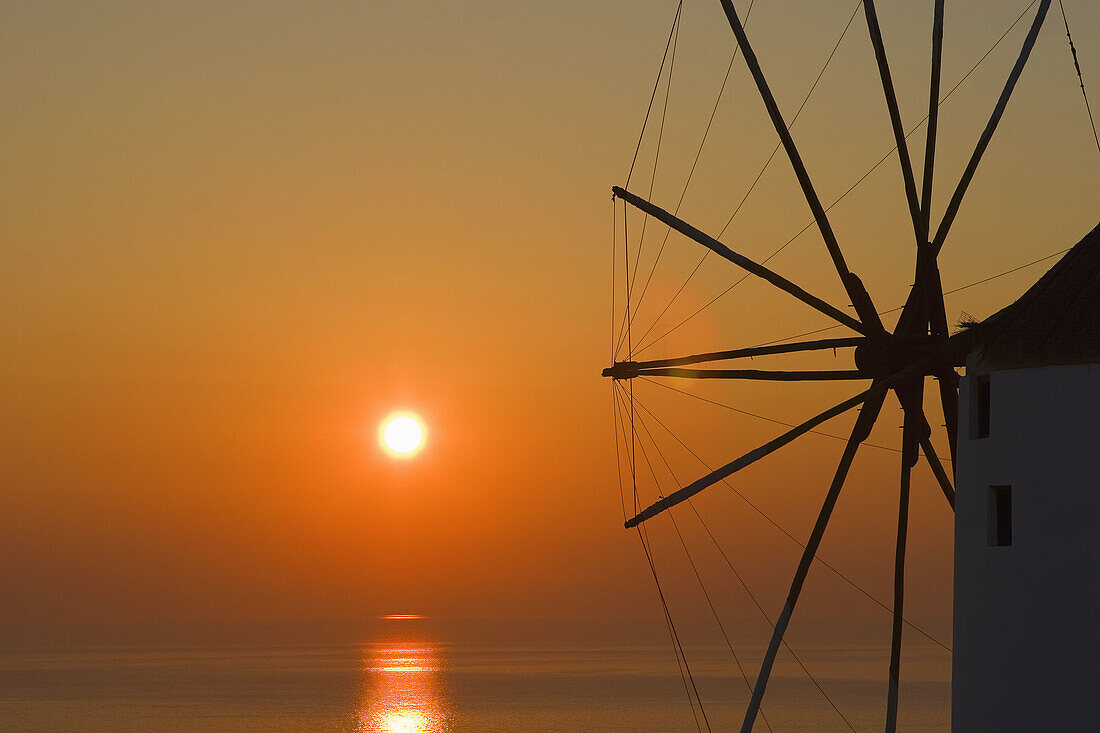 Windmill at sunset. Santorini. Greece