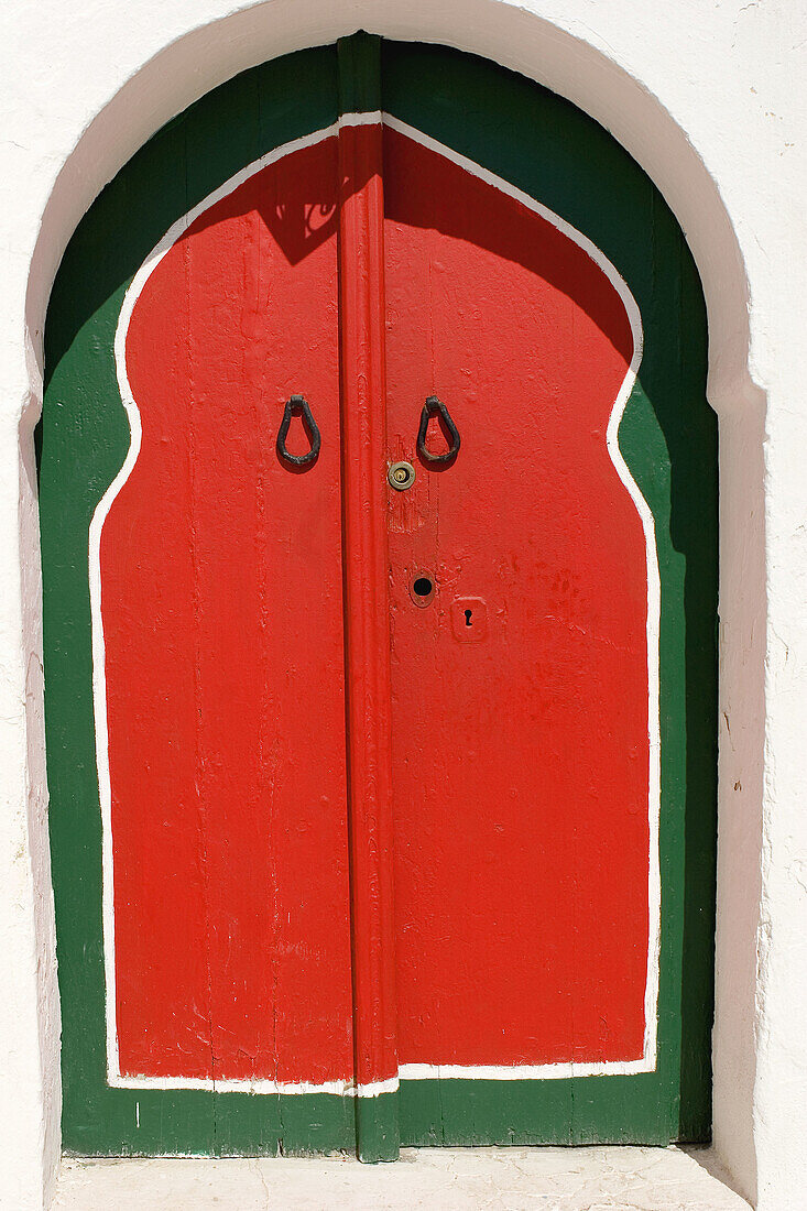 Red and green doorway, Sidi Bou Said. Tunisia