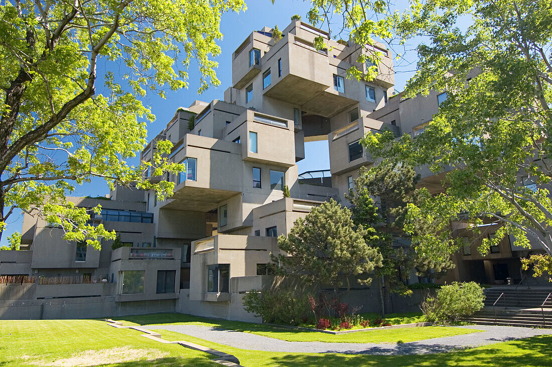 Habitat 67, this is a housing complex designed by architect Moshe Safdie and built for Expo 67. Montreal. Quebec, Canada