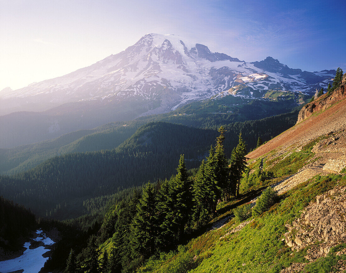 Mount Rainier from Pinnacle Peak. Mount Rainier National Park. Washington. USA.