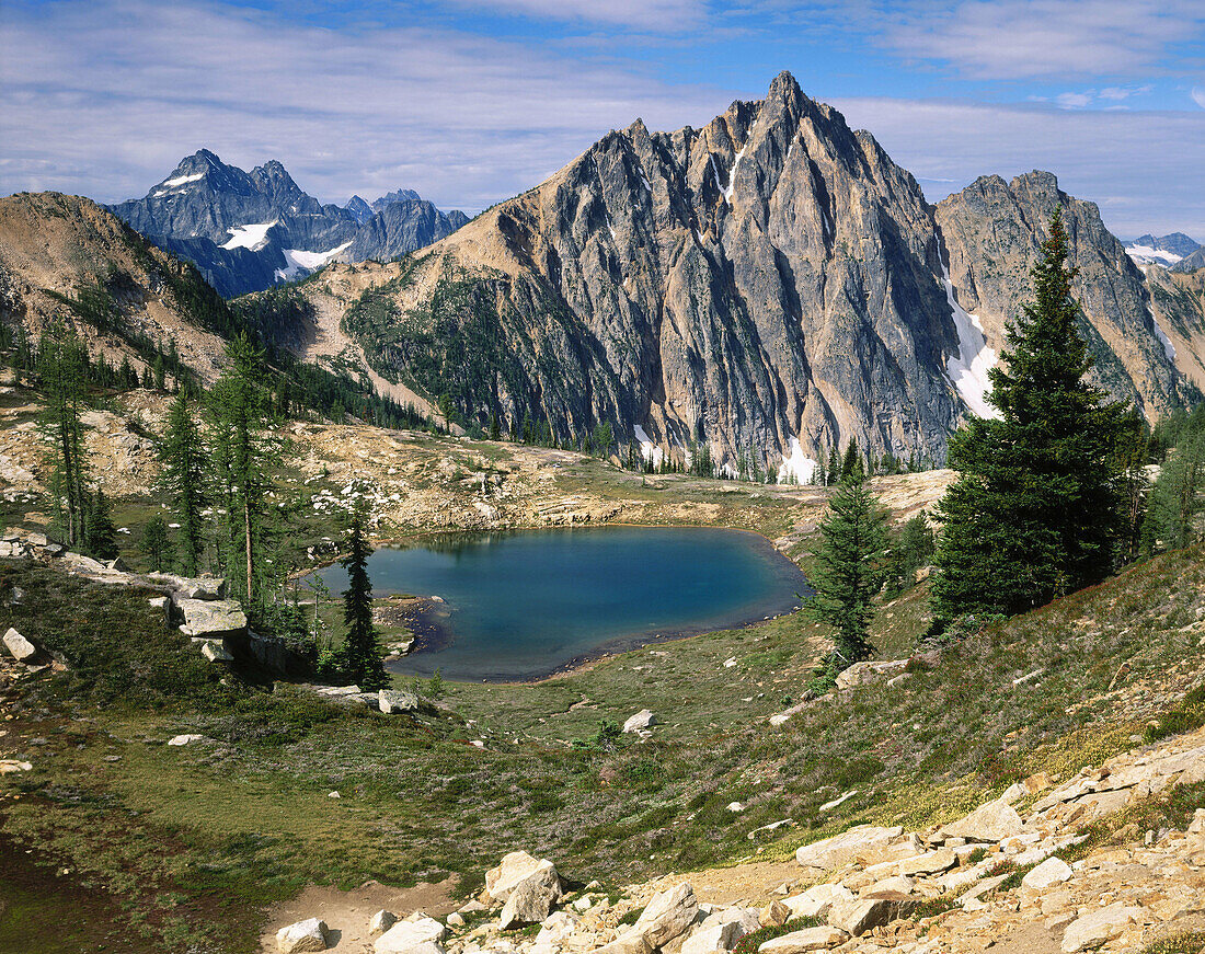 Mount Hardy and Upper Snowy Lake. North Cascades. Washington. USA.