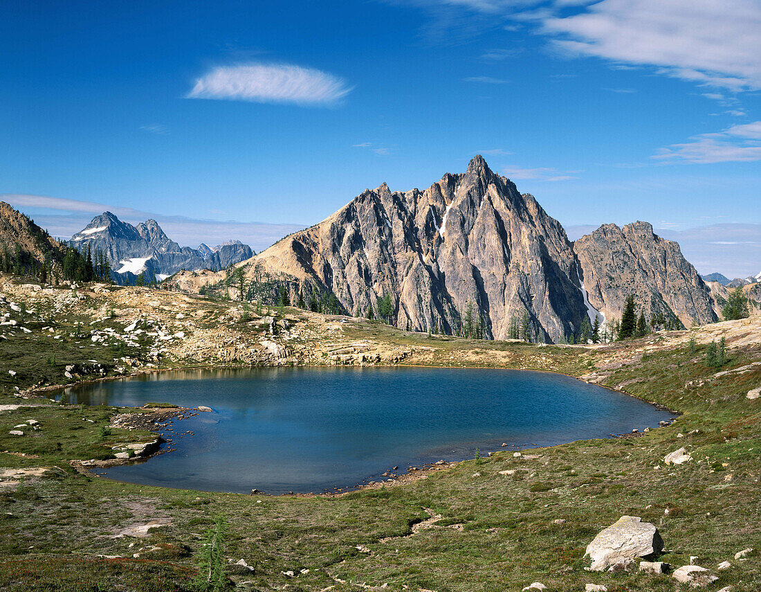 Mount Hardy and Upper Snowy Lake. North Cascades. Washington. USA.