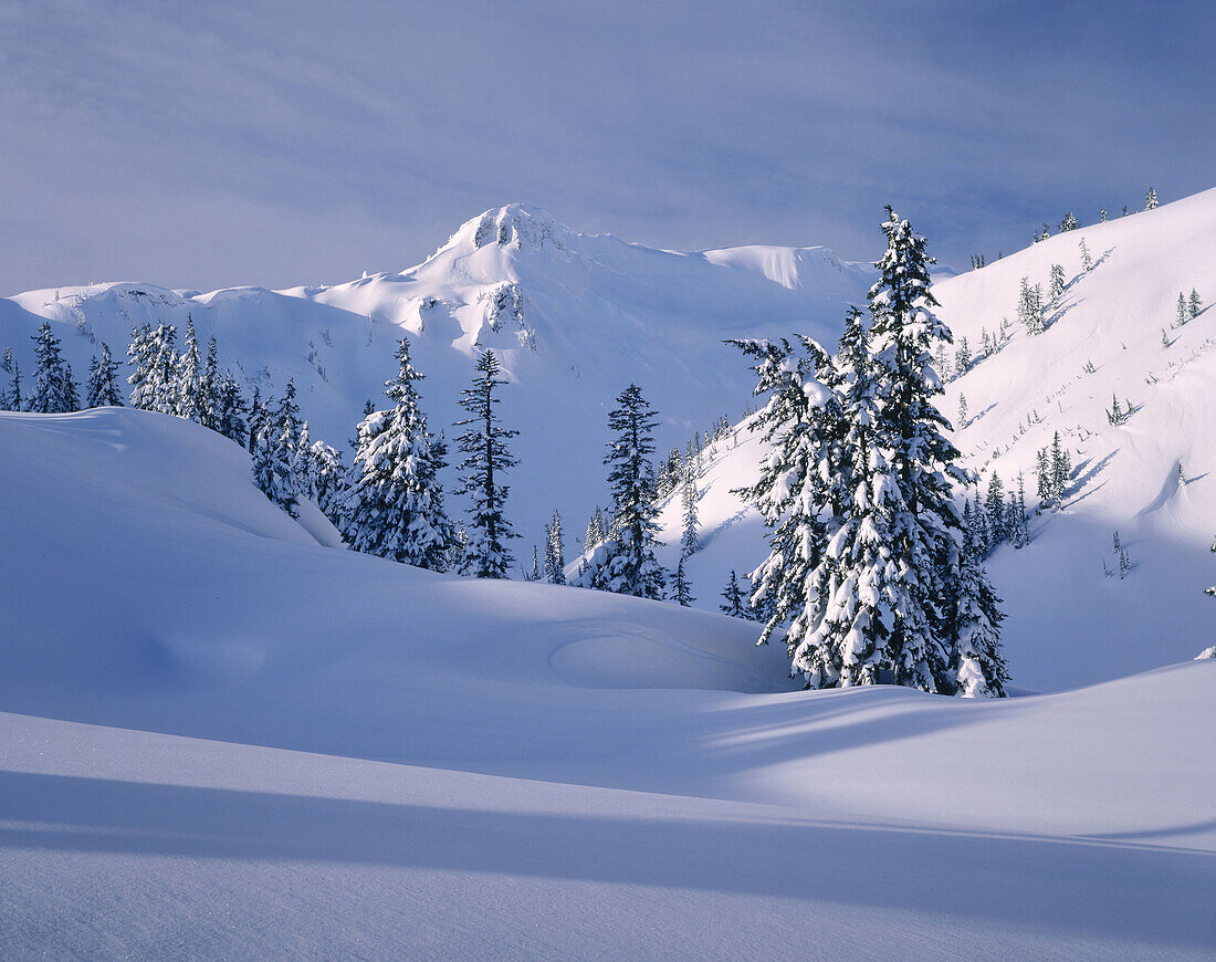 Winter, Table Mountain from Heather Meadows Recreation Area. Washington. USA.