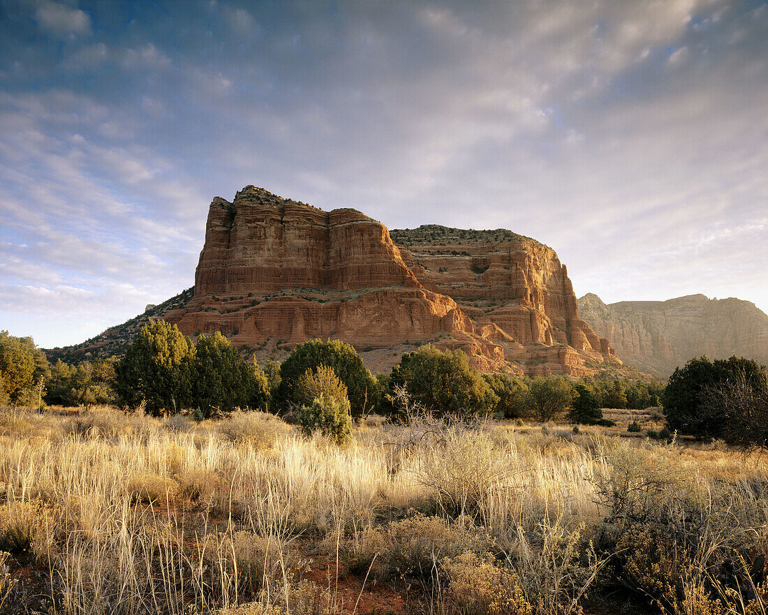 Morning light on Courthouse Butte, Red Rock Country. Sedona. Arizona. USA.