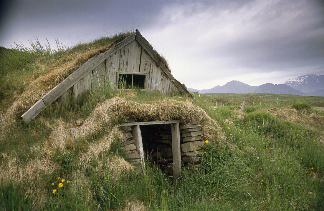 Old farm building at Sel. Skaftafell National Park. Iceland.
