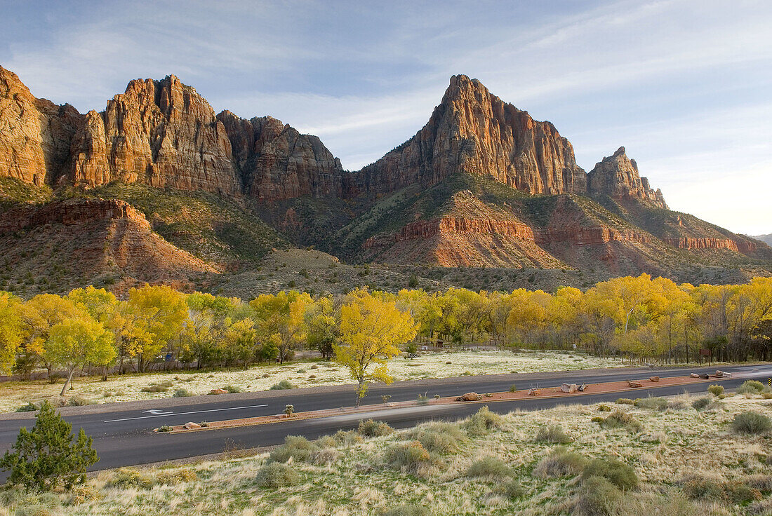 The Watchman in evening light, Zion National Park. Utah, USA