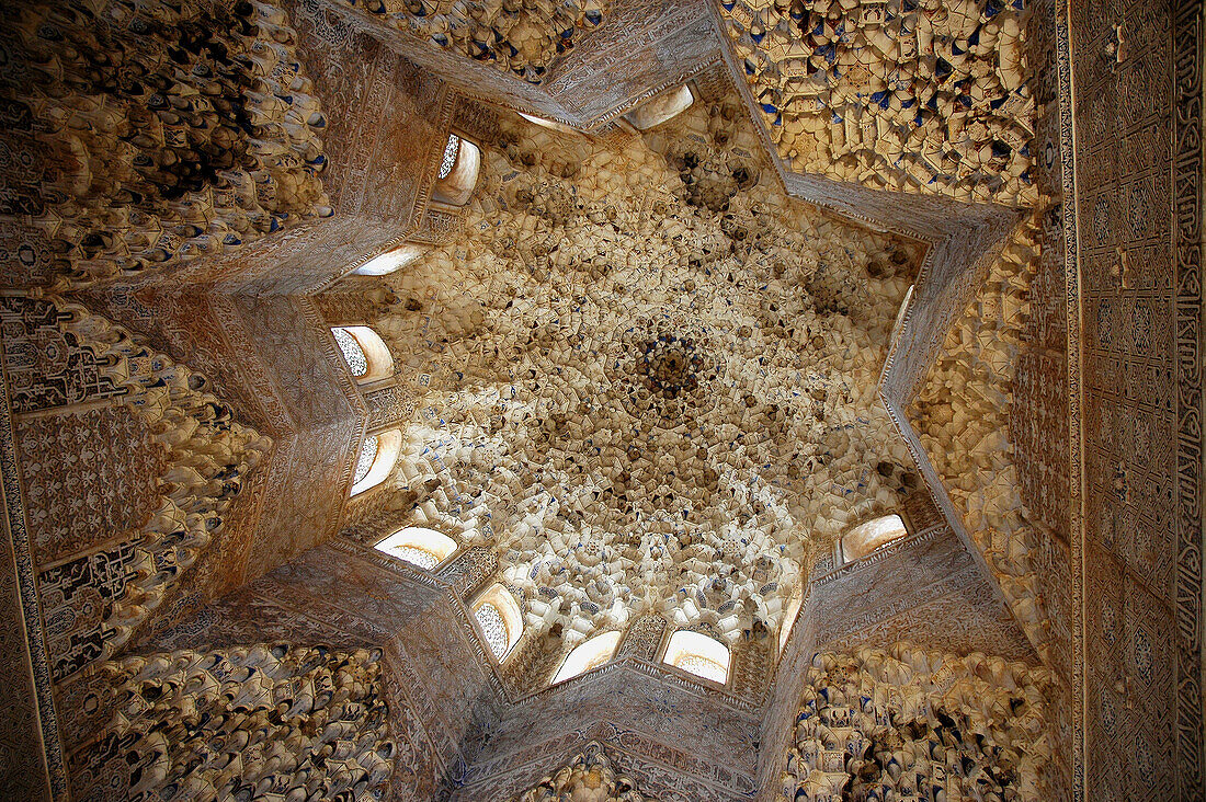 Dome of the Hall of the Abencerrajes, Alhambra. Granada. Andalusia, Spain