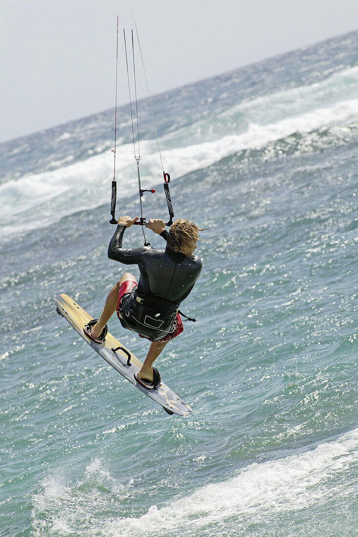Man kiteboarding in Kauai. USA