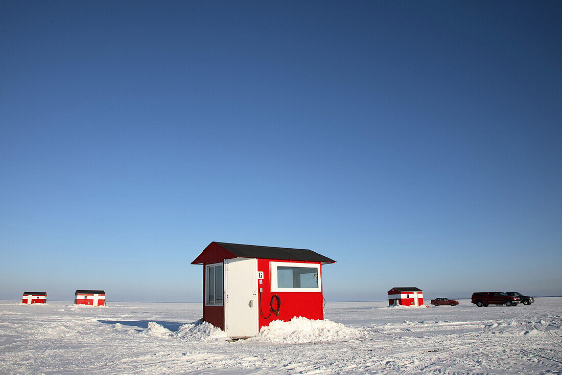 Ice fishing houses. Mille Lake. Minnesota (USA)
