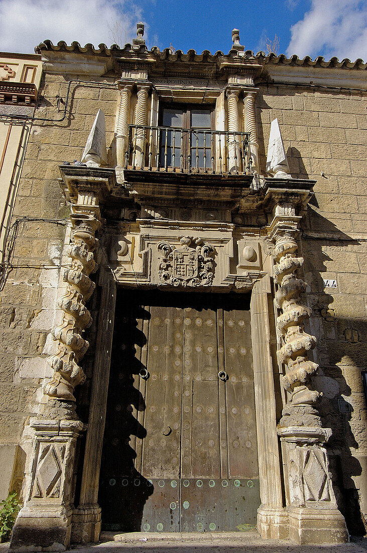 Palacio de Govantes y Herdara main façade (c.1737) with wreathed columns, Osuna. Sevilla province, Andalusia, Spain