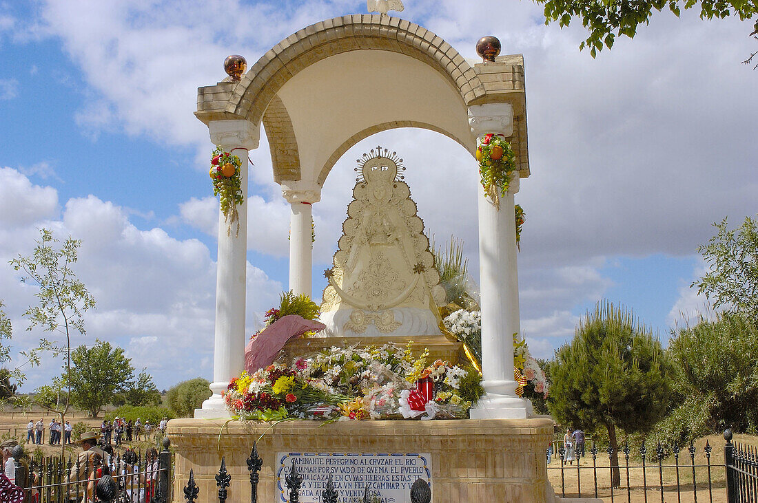 Virgen del Rocio in Guadiamar river in Quema river ford. Rocío road. Huelva province. Andalucia. Spain.
