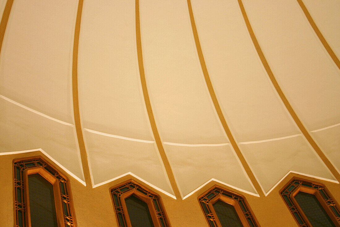 Archectural detail of domed palace ceiling, Abu Dhabi, United Arab Emirates.